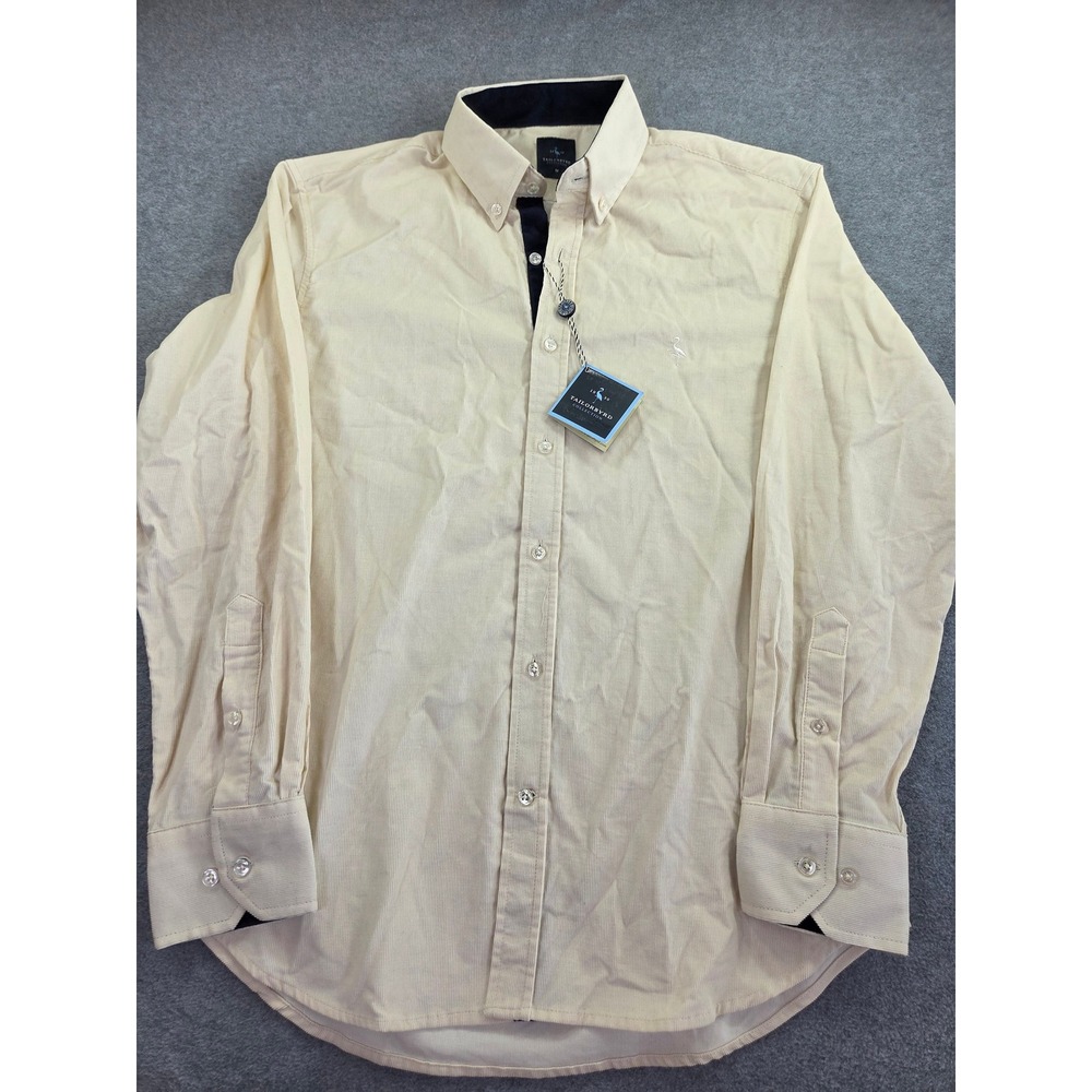 Tailorbyrd Mens Corduroy Button Down Shirt M Tan Preppy Gorpcore